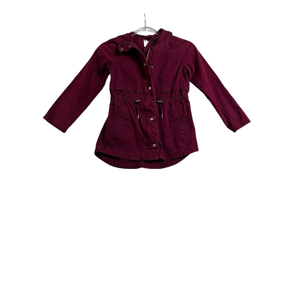 Old Navy Kids Burgundy Utility Hooded Parka Jacket Cinched Waist Size M 8